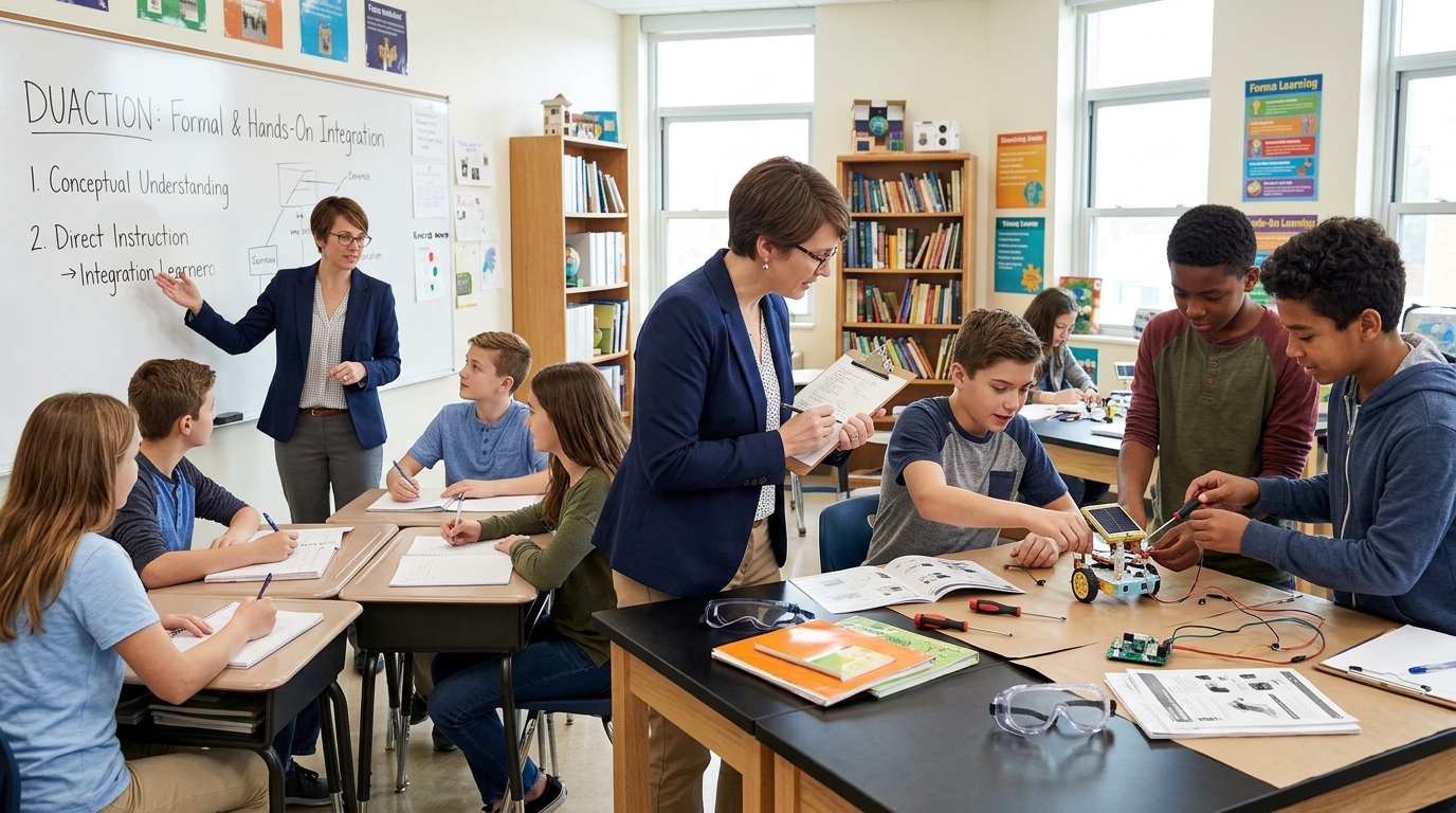 Duaction: Managing Formal Instruction with Hands-On Learning for Education